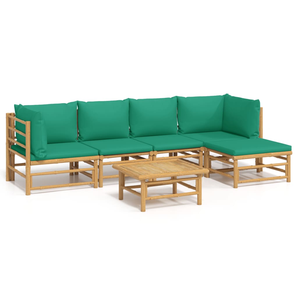 Set Salotto da Giardino 6pz con Cuscini Verdi BambÃƒÂ¹