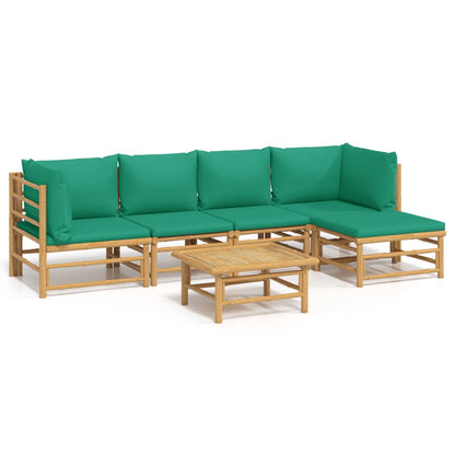 Set Salotto da Giardino 6pz con Cuscini Verdi BambÃƒÂ¹