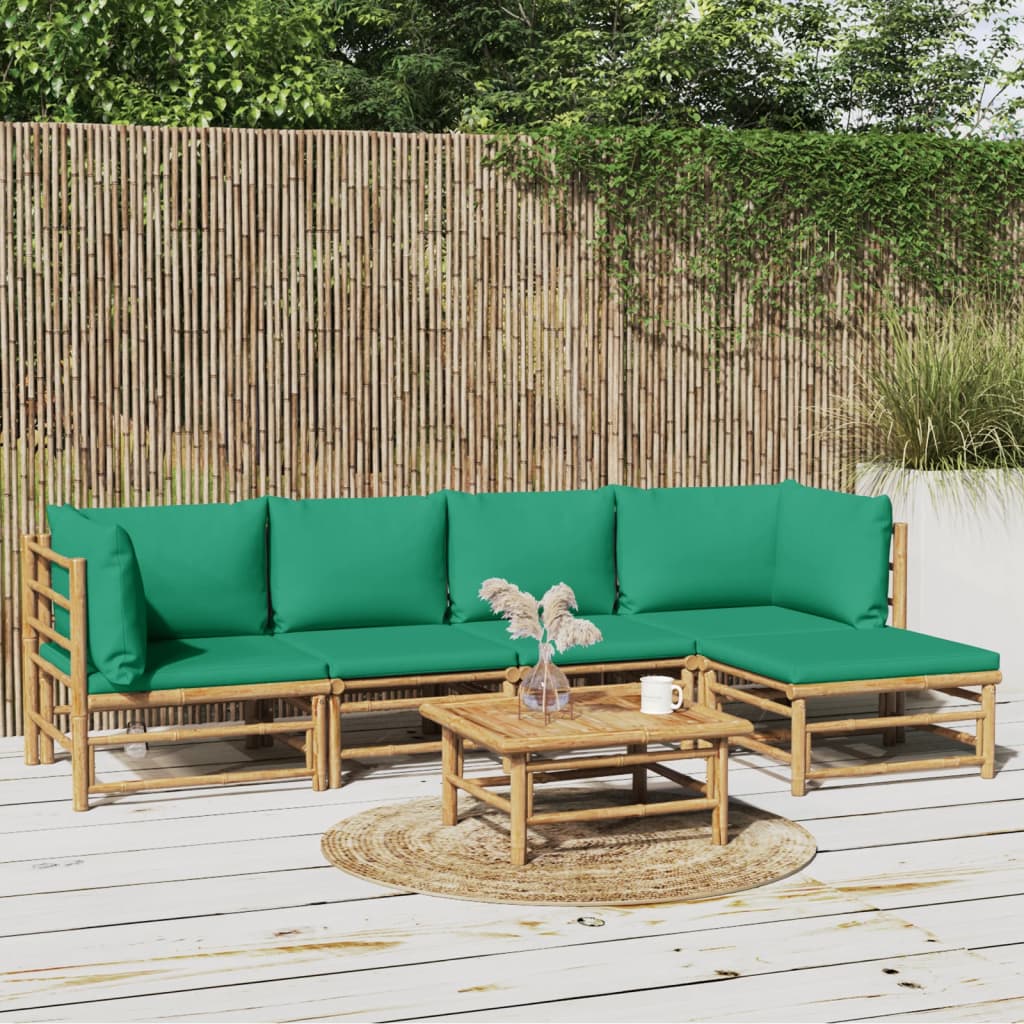 Set Salotto da Giardino 6pz con Cuscini Verdi BambÃƒÂ¹