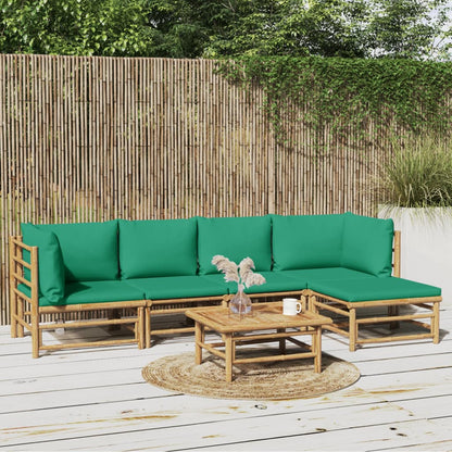 Set Salotto da Giardino 6pz con Cuscini Verdi BambÃƒÂ¹