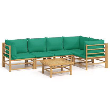 Set Salotto da Giardino 6pz con Cuscini Verdi BambÃƒÂ¹