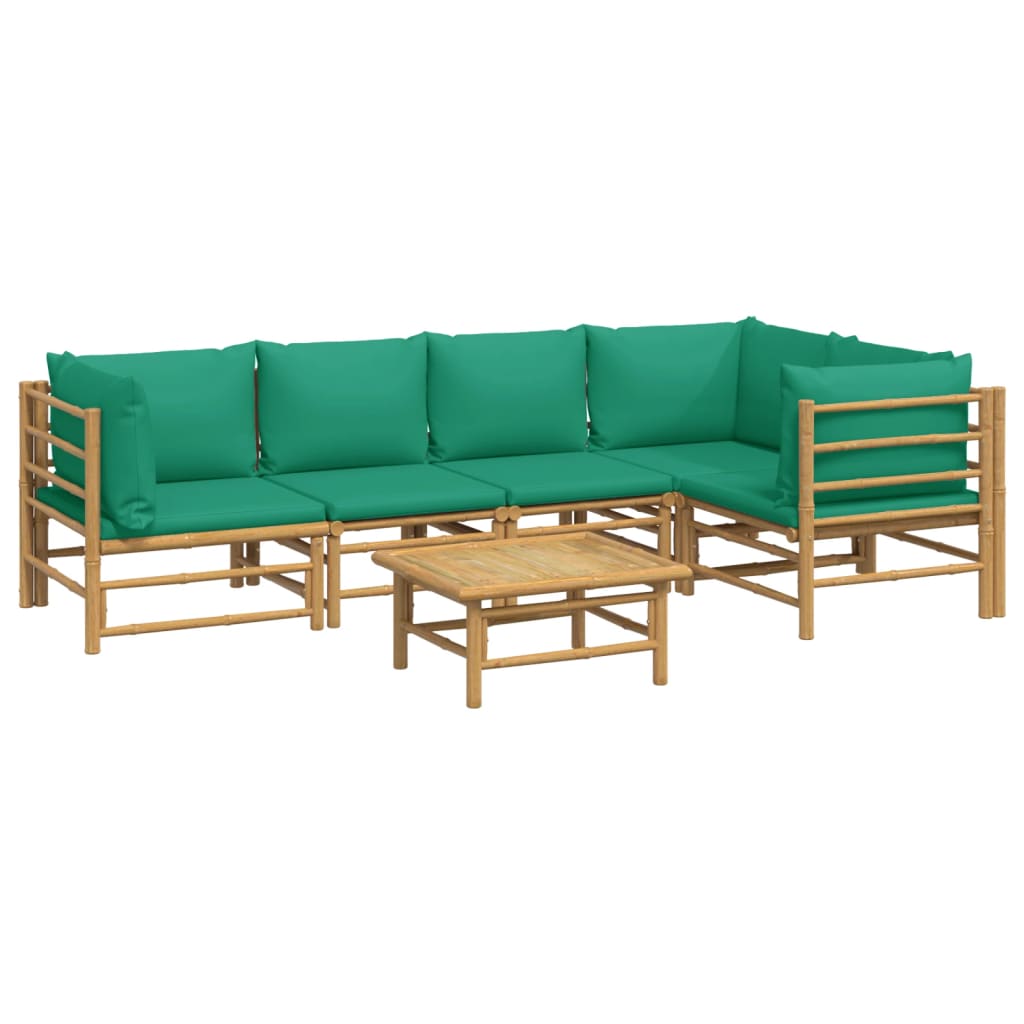 Set Salotto da Giardino 6pz con Cuscini Verdi BambÃƒÂ¹