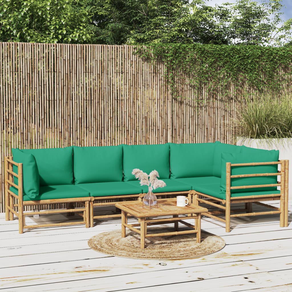 Set Salotto da Giardino 6pz con Cuscini Verdi BambÃƒÂ¹