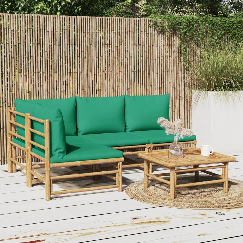 Set Salotto da Giardino 5pz con Cuscini Verdi BambÃƒÂ¹