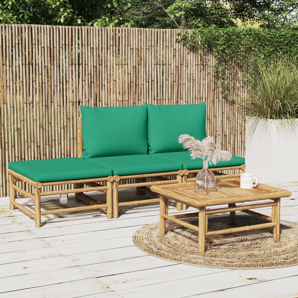 Set Salotto da Giardino 4pz con Cuscini Verdi BambÃ¹