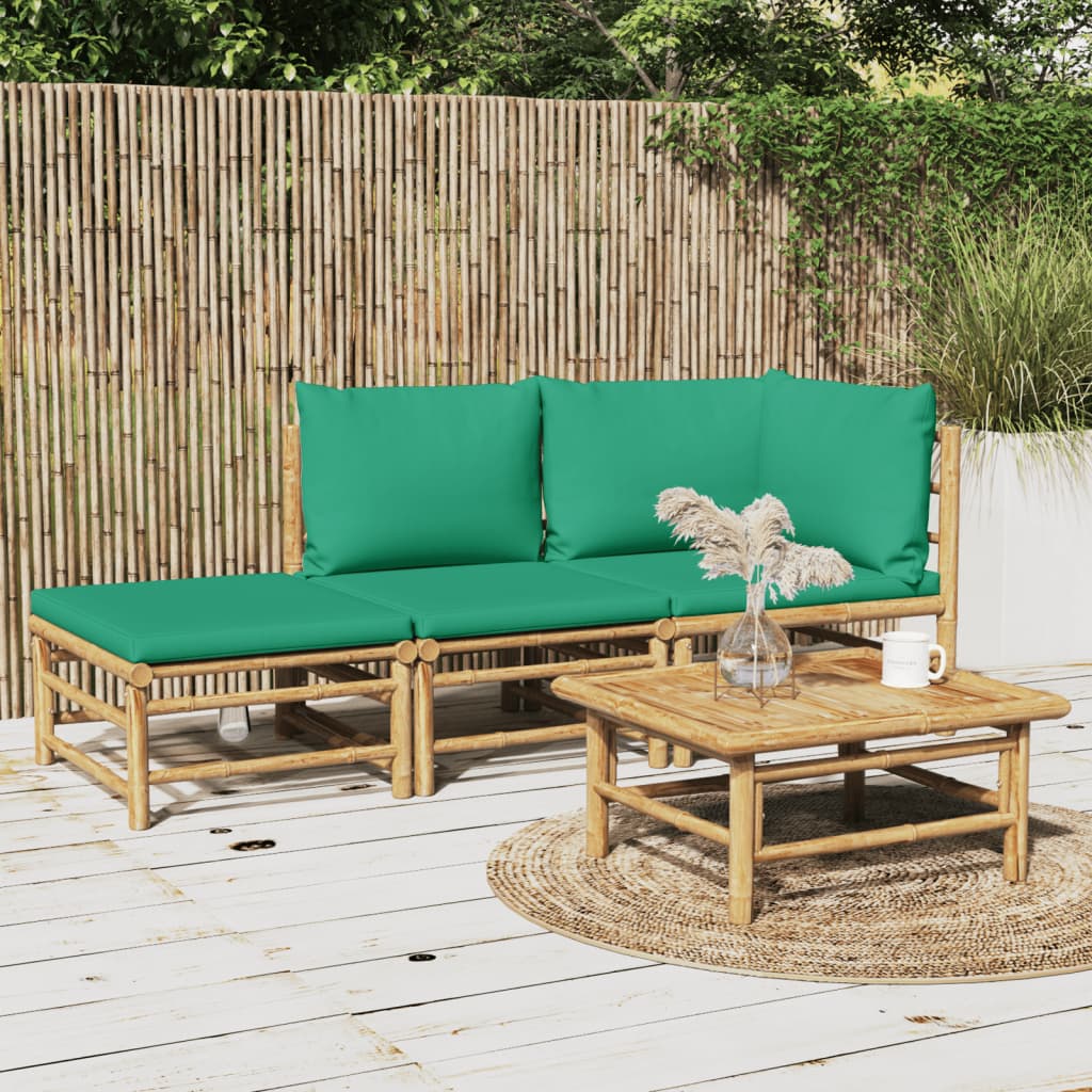 Set Salotto da Giardino 3pz con Cuscini Verdi BambÃƒÂ¹