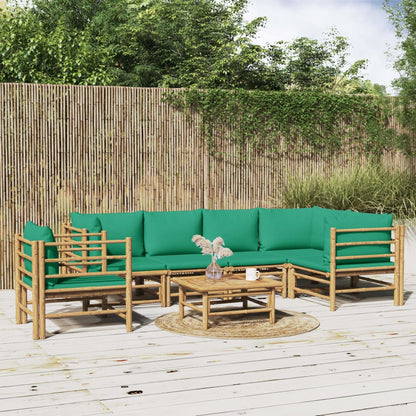 Set Salotto da Giardino 7pz con Cuscini Verdi BambÃƒÂ¹