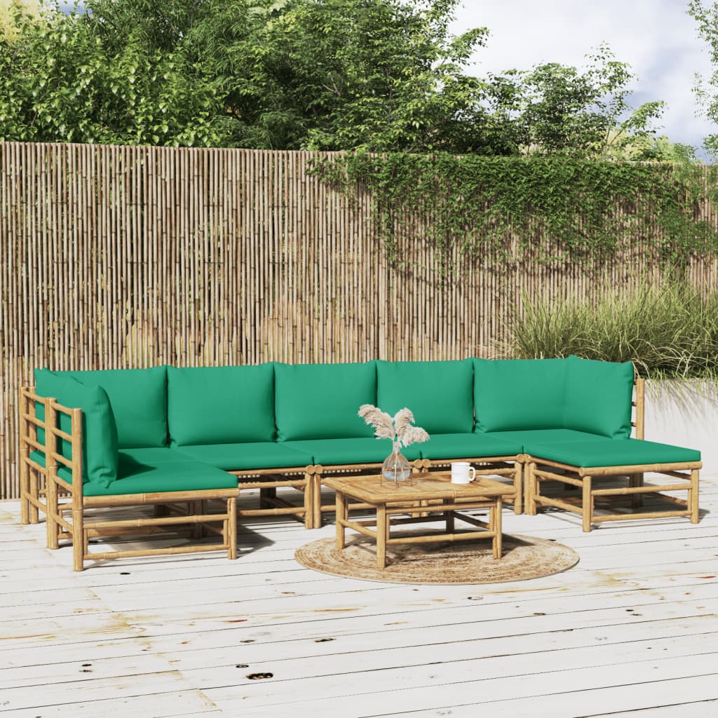 Set Salotto da Giardino 8pz con Cuscini Verdi BambÃƒÂ¹