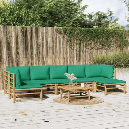 Set Salotto da Giardino 8pz con Cuscini Verdi BambÃƒÂ¹