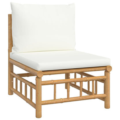 Set Salotto da Giardino 8pz con Cuscini Bianco Crema in BambÃƒÂ¹