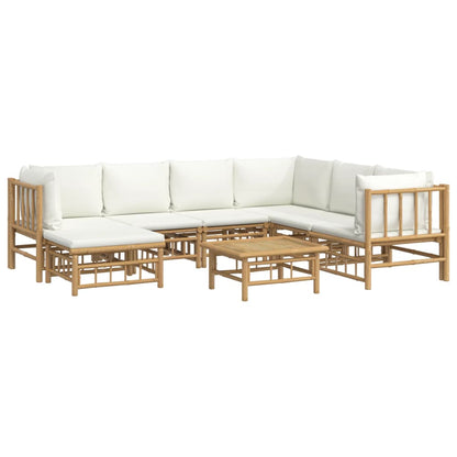 Set Salotto da Giardino 8pz con Cuscini Bianco Crema in BambÃƒÂ¹
