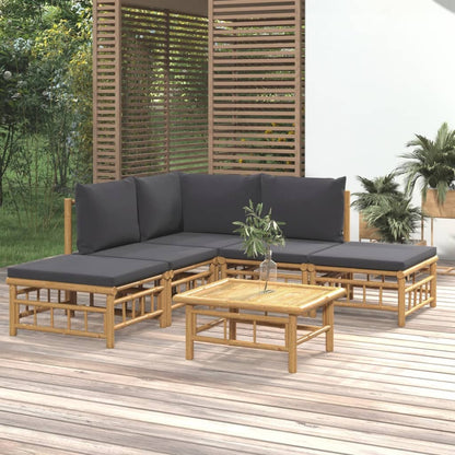 Set Salotto da Giardino 6pz con Cuscini Grigio Scuro BambÃƒÂ¹