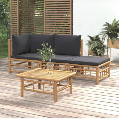 Set Salotto da Giardino 4pz con Cuscini Grigio Scuro BambÃƒÂ¹