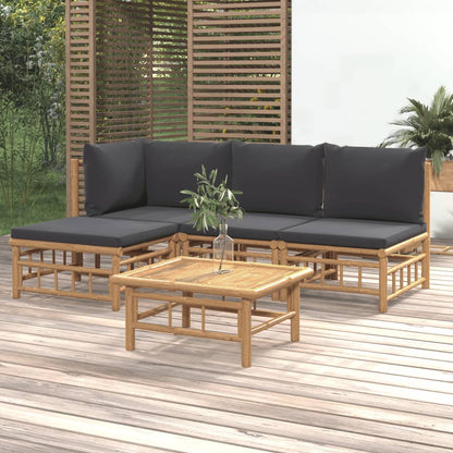 Set Salotto da Giardino 5pz con Cuscini Grigio Scuro BambÃƒÂ¹