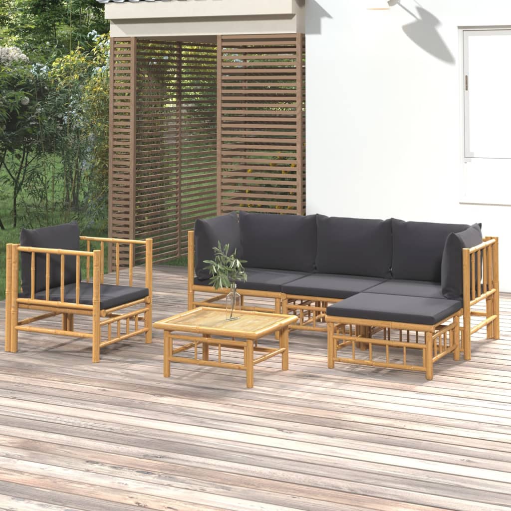 Set Salotto da Giardino 6pz con Cuscini Grigio Scuro BambÃƒÂ¹