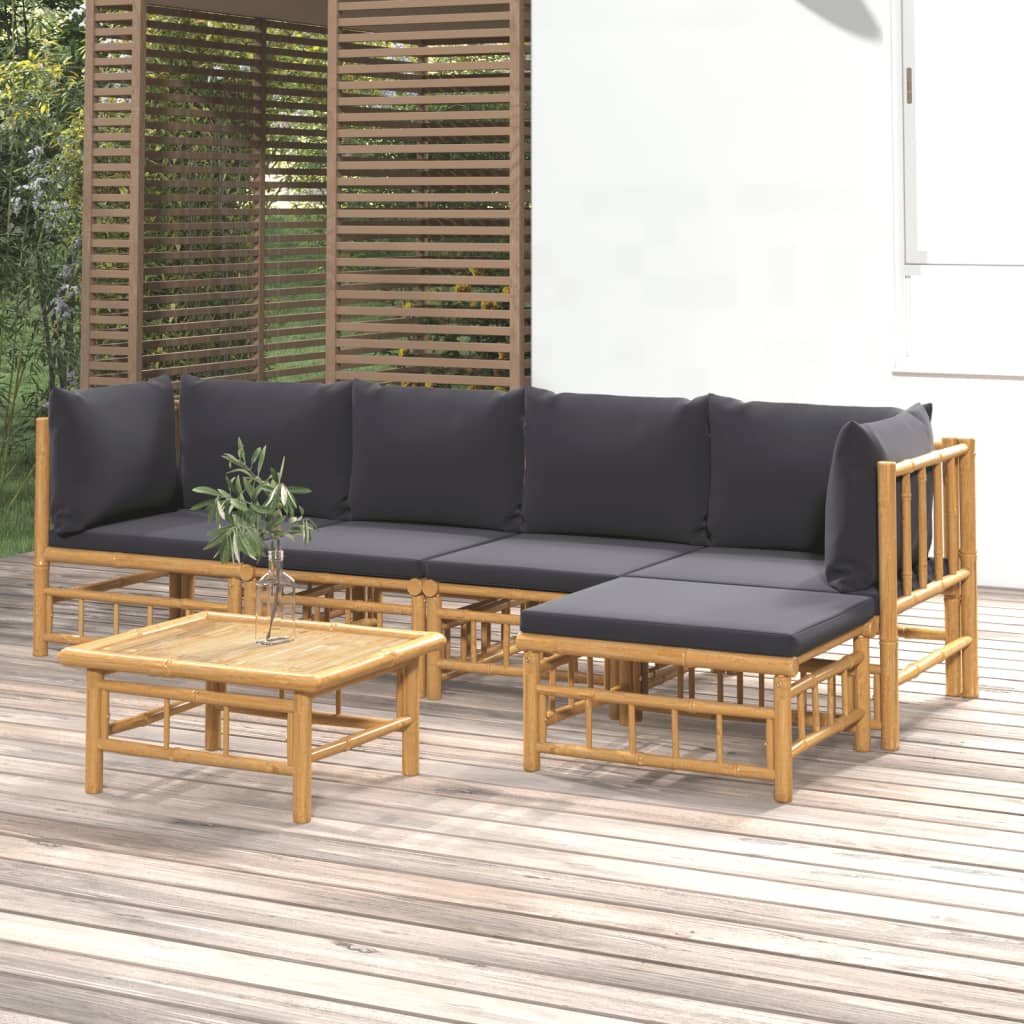 Set Salotto da Giardino 6pz con Cuscini Grigio Scuro BambÃƒÂ¹
