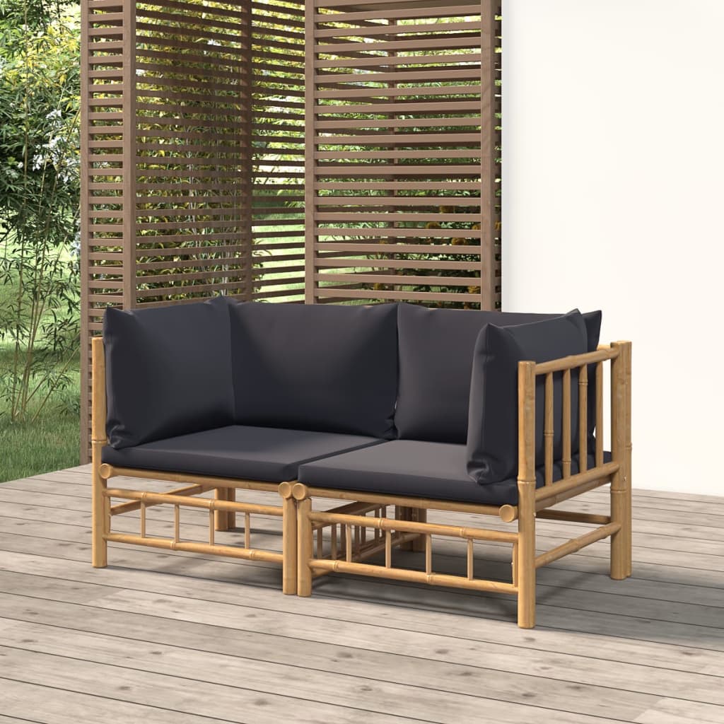 Divani Angolari da Giardino con Cuscini Grigio Scuro 2pz BambÃ¹