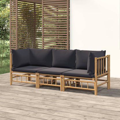 Set Salotto da Giardino 3pz con Cuscini Grigio Scuro BambÃƒÂ¹