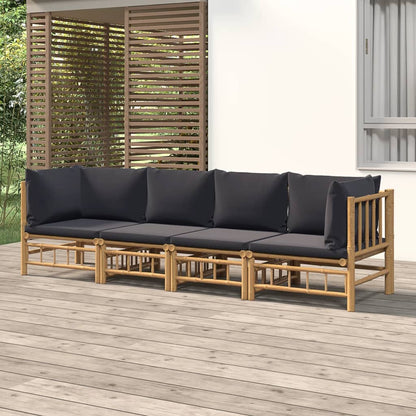 Set Salotto da Giardino 4pz con Cuscini Grigio Scuro BambÃƒÂ¹