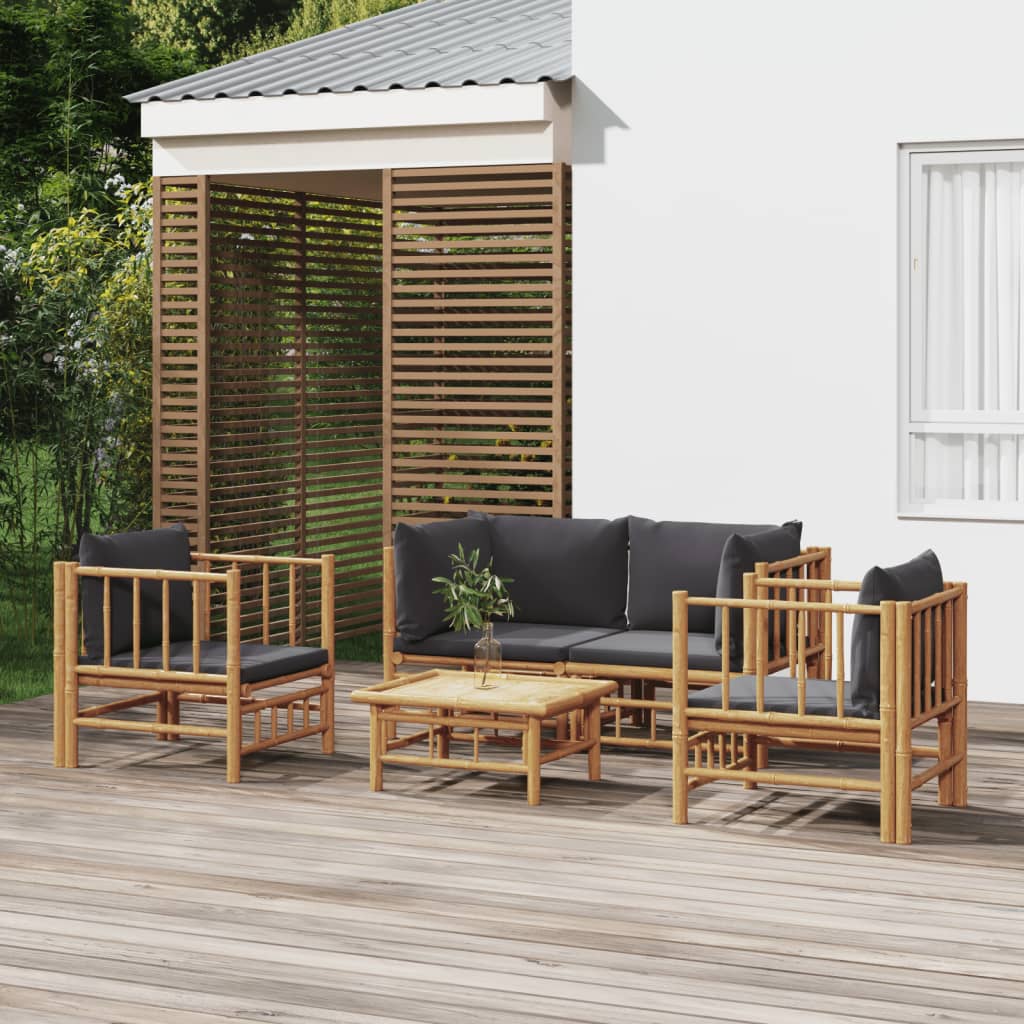 Set Salotto da Giardino 5pz con Cuscini Grigio Scuro BambÃƒÂ¹