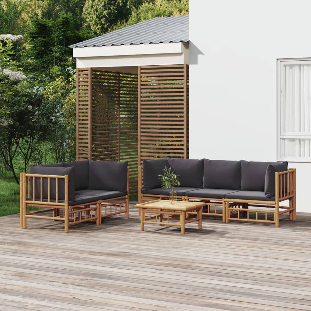 Set Salotto da Giardino 6pz con Cuscini Grigio Scuro BambÃƒÂ¹