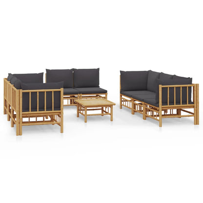 Set Salotto da Giardino 9pz con Cuscini Grigio Scuro BambÃƒÂ¹
