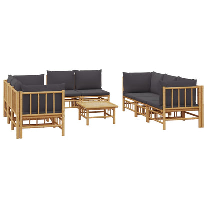 Set Salotto da Giardino 9pz con Cuscini Grigio Scuro BambÃƒÂ¹