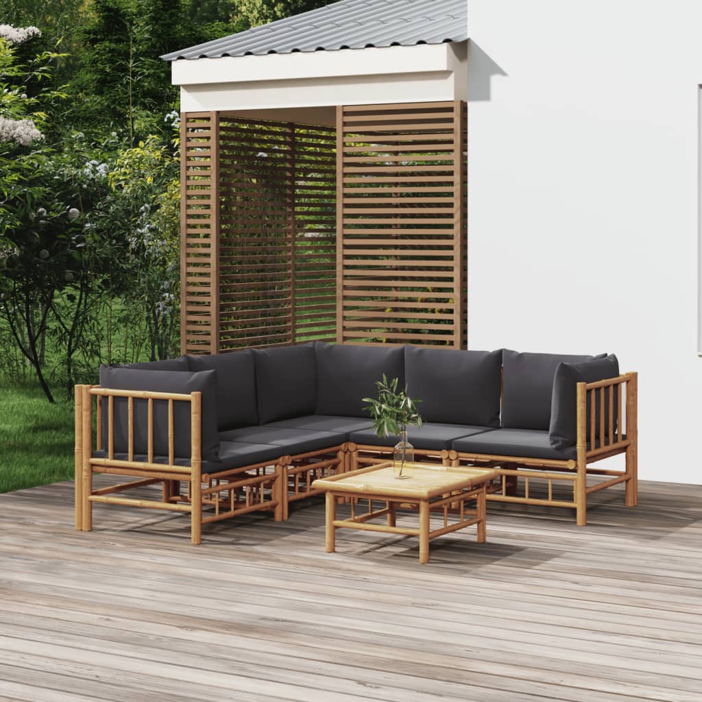 Set Salotto da Giardino 6pz con Cuscini Grigio Scuro BambÃƒÂ¹