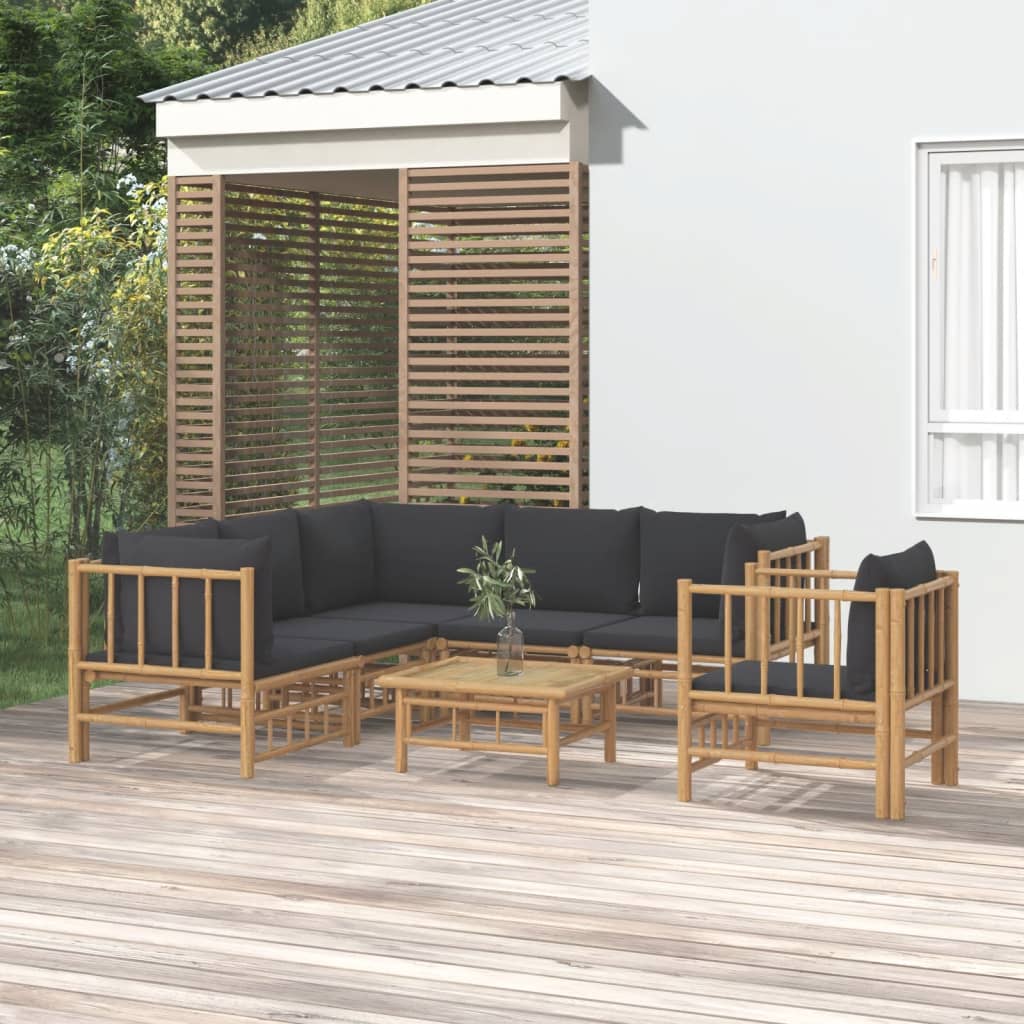 Set Salotto da Giardino 7pz con Cuscini Grigio Scuro BambÃƒÂ¹