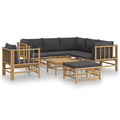 Set Salotto da Giardino 8pz con Cuscini Grigio Scuro BambÃƒÂ¹