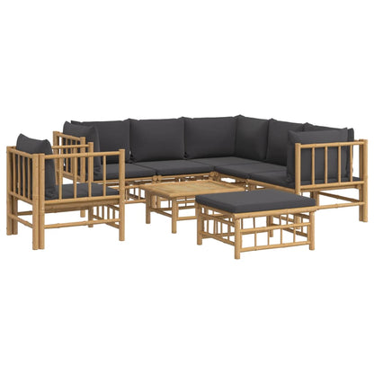 Set Salotto da Giardino 8pz con Cuscini Grigio Scuro BambÃƒÂ¹