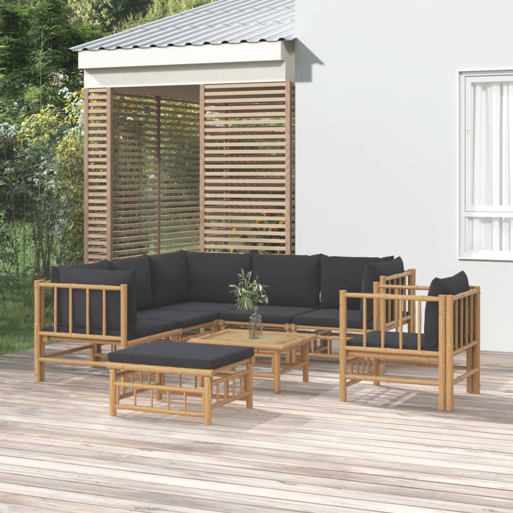 Set Salotto da Giardino 8pz con Cuscini Grigio Scuro BambÃƒÂ¹