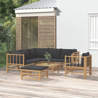 Set Salotto da Giardino 8pz con Cuscini Grigio Scuro BambÃƒÂ¹