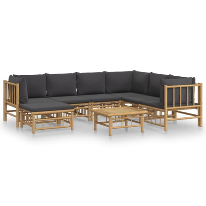 Set Salotto da Giardino 8pz con Cuscini Grigio Scuro BambÃƒÂ¹