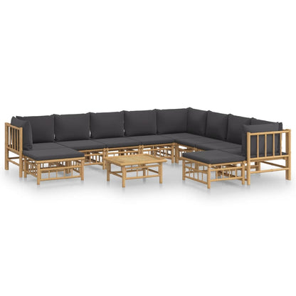 Set Salotto da Giardino 11pz con Cuscini Grigio Scuro BambÃƒÂ¹