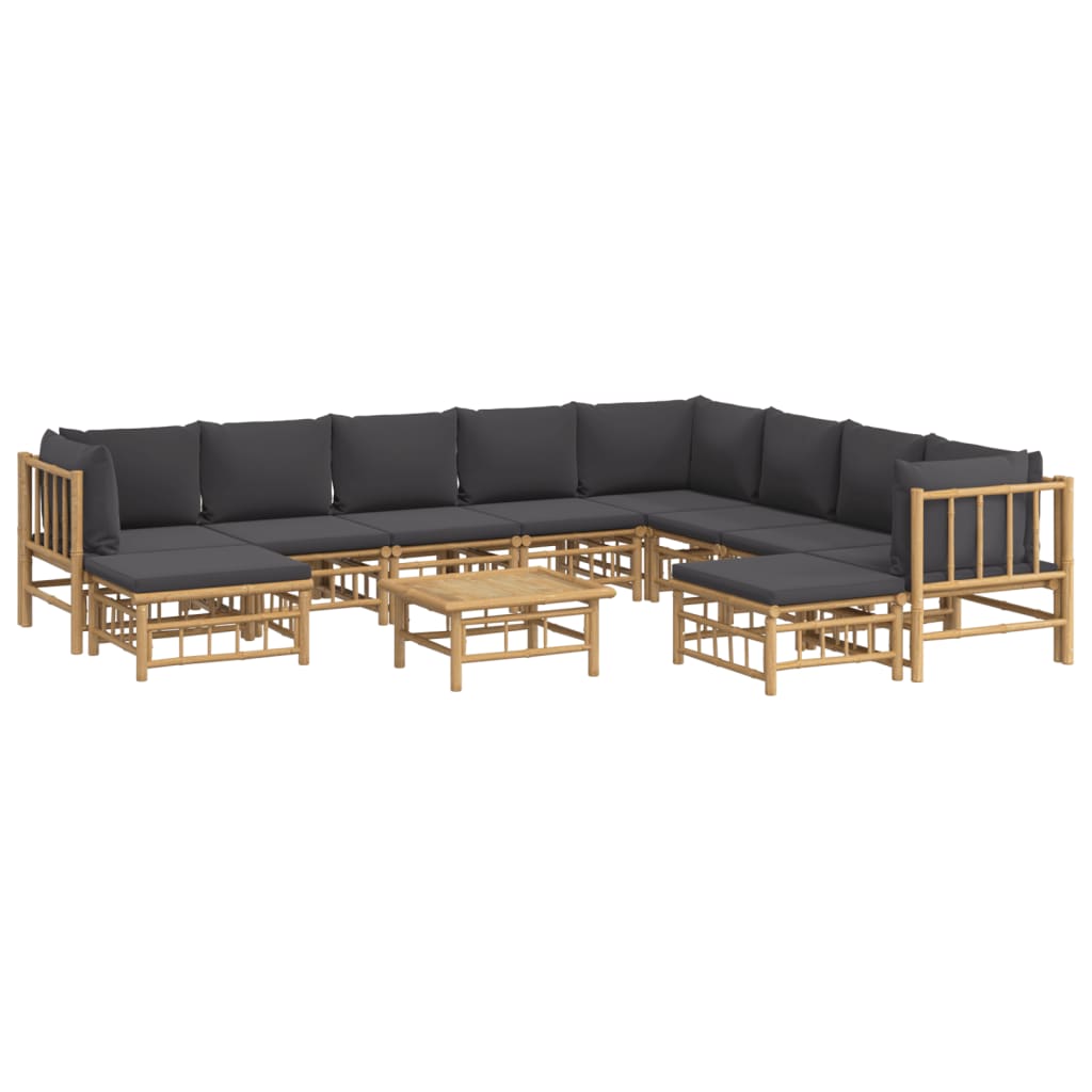 Set Salotto da Giardino 11pz con Cuscini Grigio Scuro BambÃƒÂ¹
