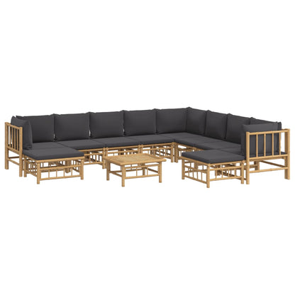 Set Salotto da Giardino 11pz con Cuscini Grigio Scuro BambÃƒÂ¹