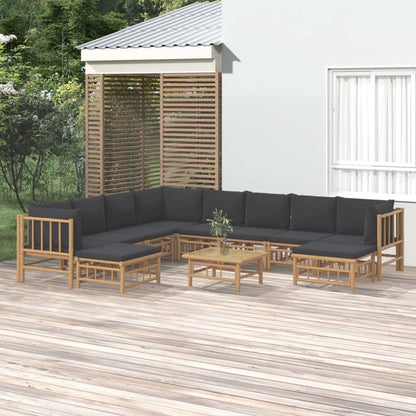 Set Salotto da Giardino 11pz con Cuscini Grigio Scuro BambÃƒÂ¹