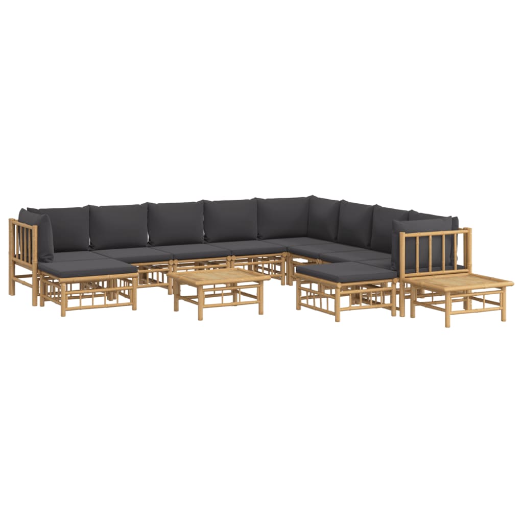 Set Salotto da Giardino 12pz con Cuscini Grigio Scuro BambÃƒÂ¹