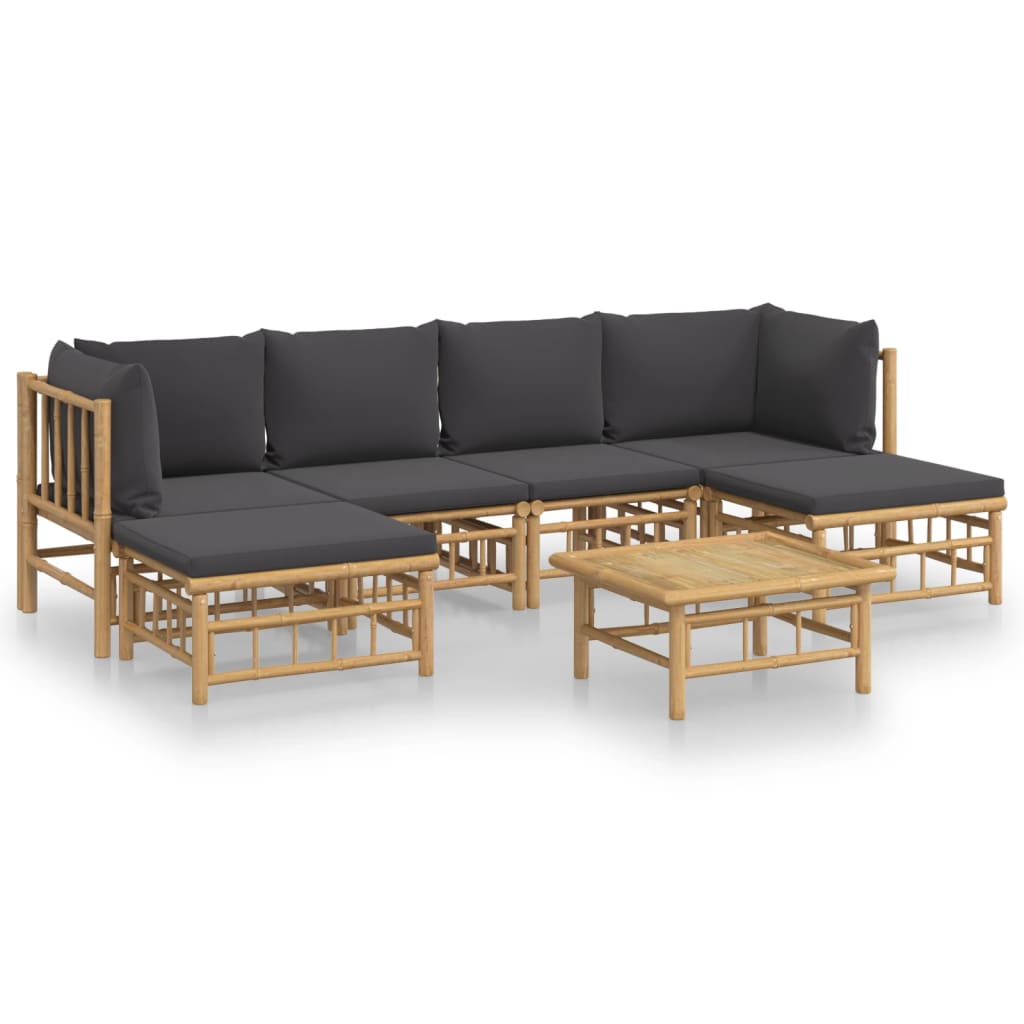 Set Salotto da Giardino 7pz con Cuscini Grigio Scuro BambÃƒÂ¹