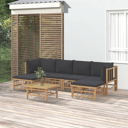 Set Salotto da Giardino 7pz con Cuscini Grigio Scuro BambÃƒÂ¹