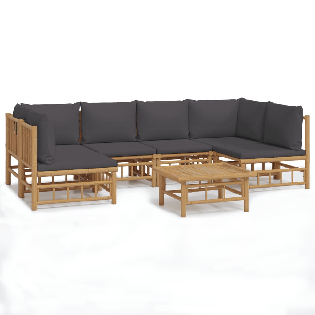 Set Salotto da Giardino 7pz con Cuscini Grigio Scuro BambÃƒÂ¹