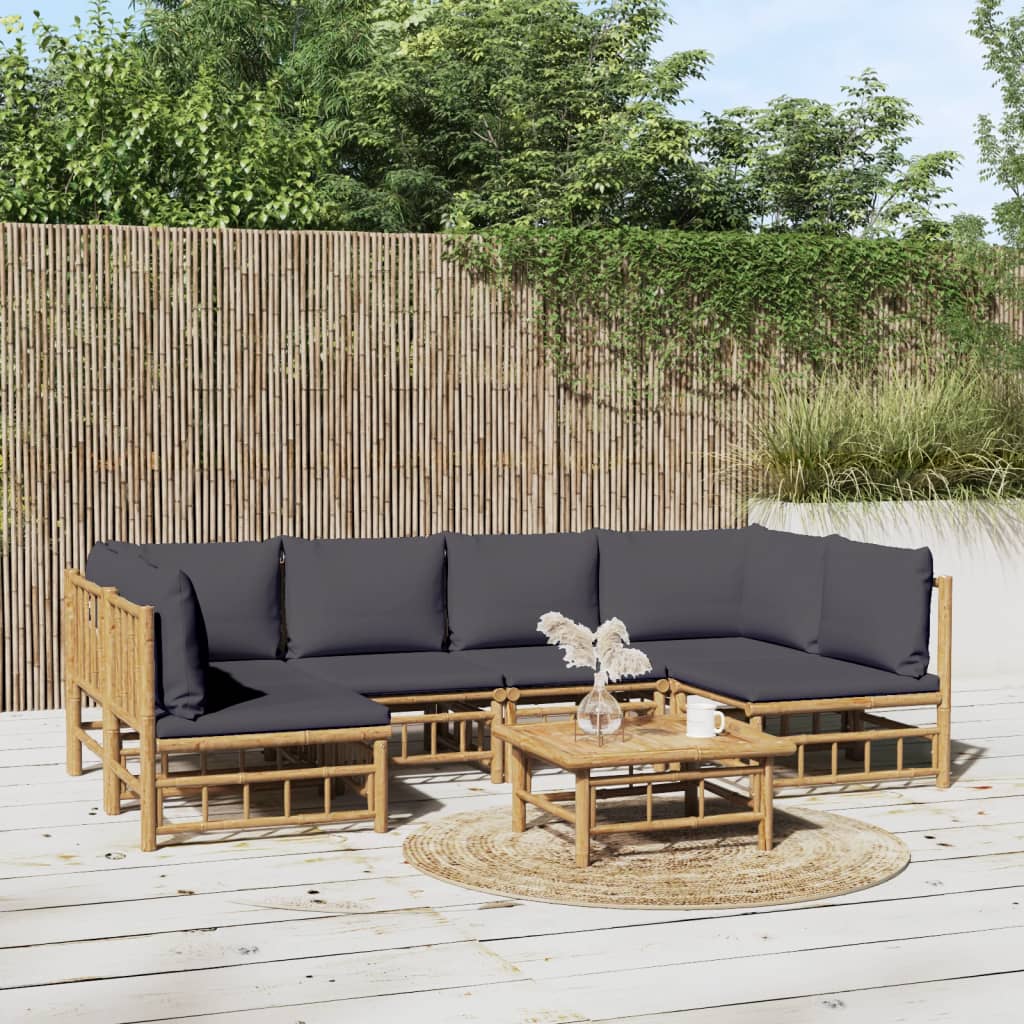 Set Salotto da Giardino 7pz con Cuscini Grigio Scuro BambÃƒÂ¹