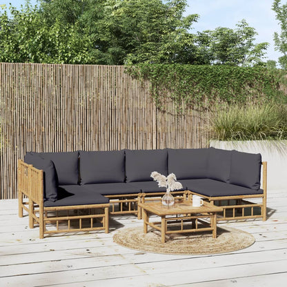 Set Salotto da Giardino 7pz con Cuscini Grigio Scuro BambÃƒÂ¹