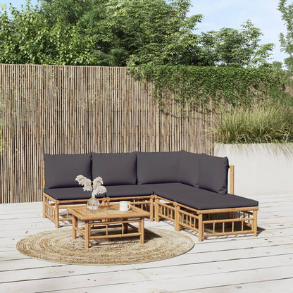 Set Salotto da Giardino 6pz con Cuscini Grigio Scuro BambÃƒÂ¹