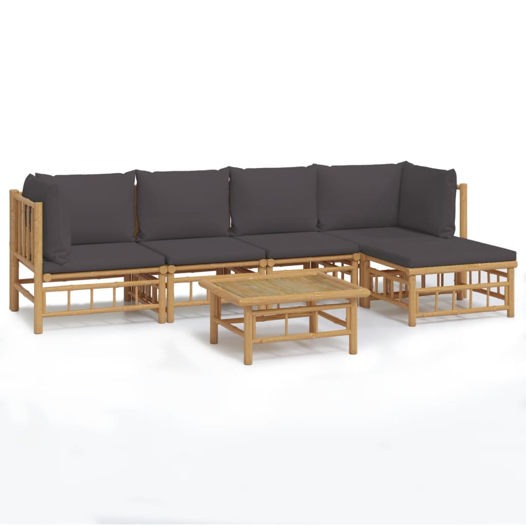 Set Salotto da Giardino 6pz con Cuscini Grigio Scuro BambÃƒÂ¹