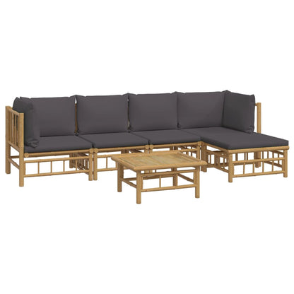 Set Salotto da Giardino 6pz con Cuscini Grigio Scuro BambÃƒÂ¹