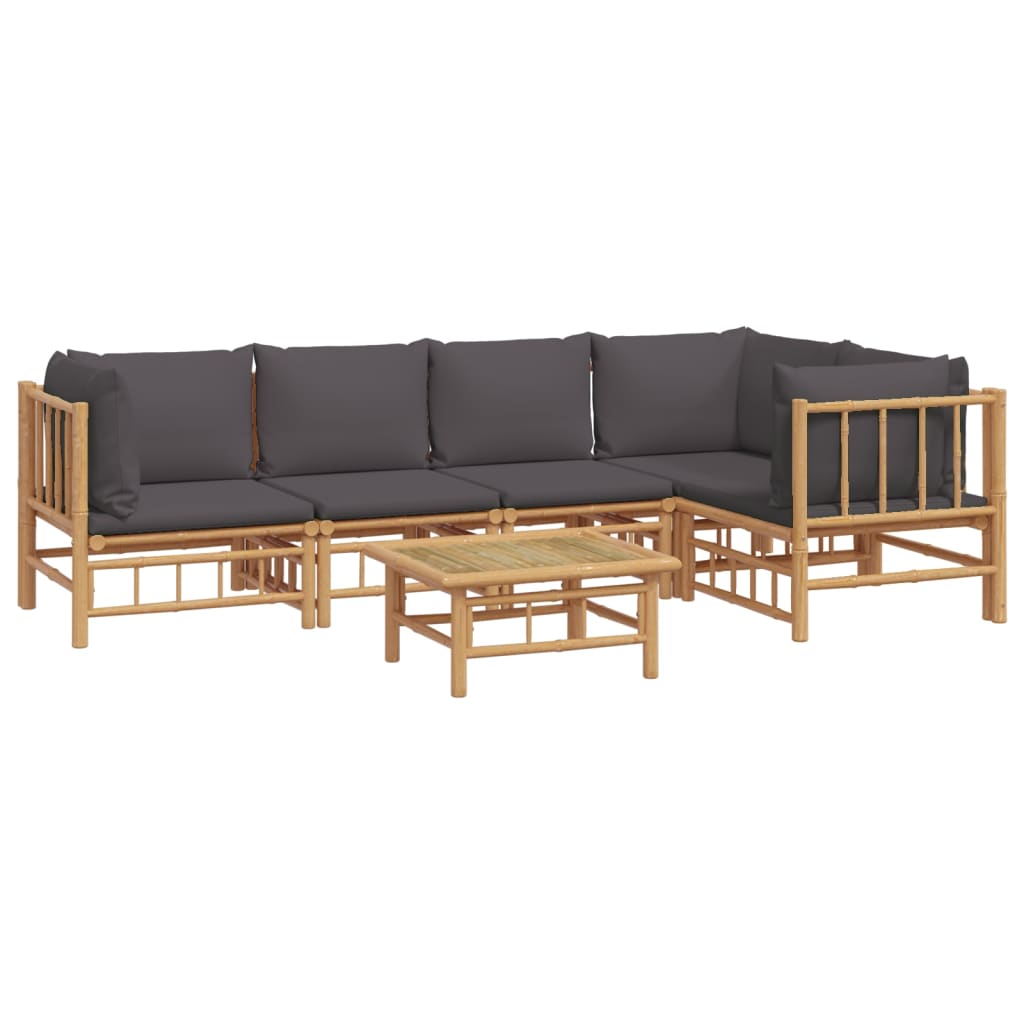 Set Salotto da Giardino 6pz con Cuscini Grigio Scuro BambÃƒÂ¹