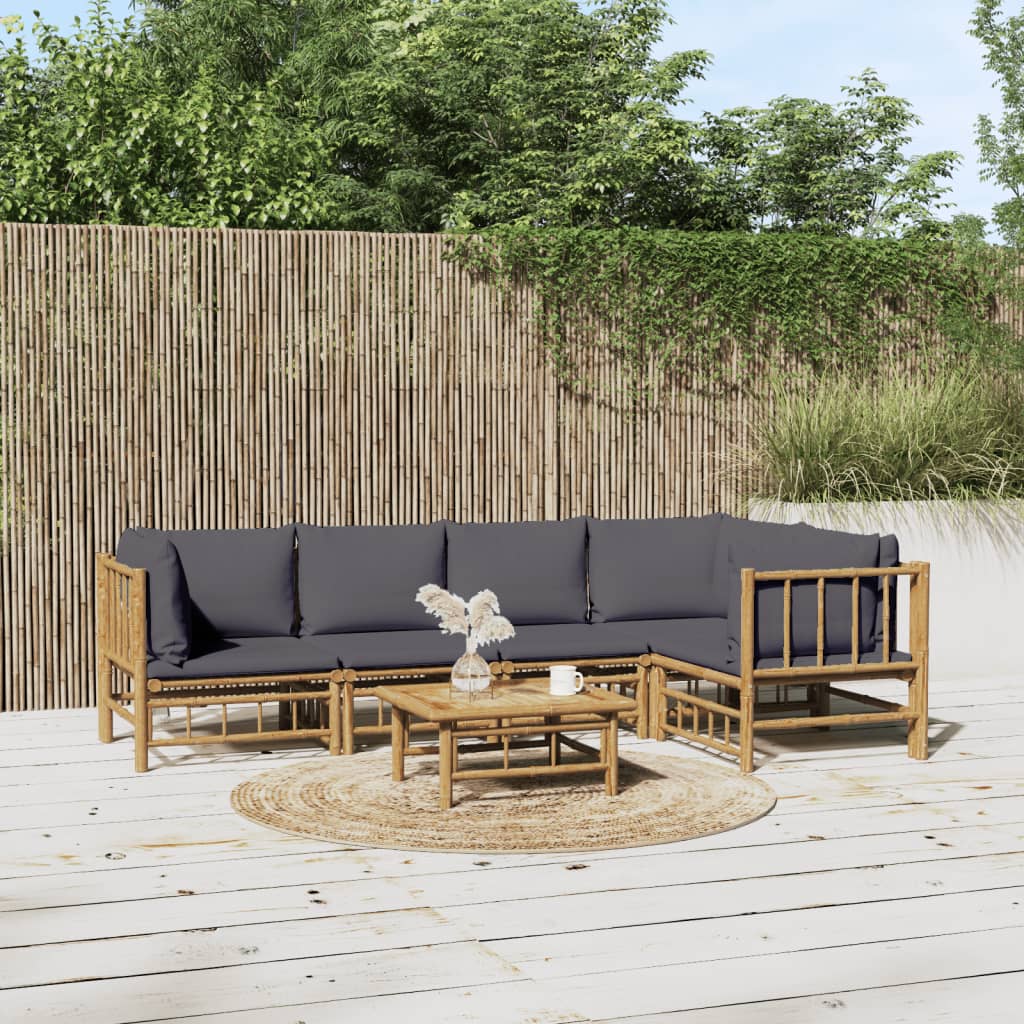 Set Salotto da Giardino 6pz con Cuscini Grigio Scuro BambÃƒÂ¹
