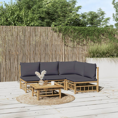 Set Salotto da Giardino 5pz con Cuscini Grigio Scuro BambÃƒÂ¹